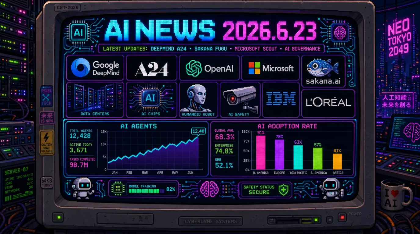 AIニュース速報（2026年6月22〜23日）｜DeepMindがA24へ7500万ドル投資、Sakana AI Fugu、Microsoft Scout、ロレアル×OpenAI、小田急AI踏切、GEO・AIOまで解説