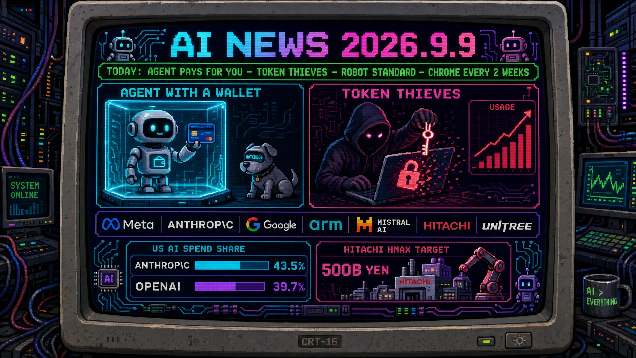 AIニュース速報（2026年9月8〜9日）｜Metaが決済まで代行するAIエージェント「Muse」を発表した同じ日にClaudeのトークンを盗むマルウェア被害が判明、ArmはフィジカルAIの標準化に80社超で着手、日立はHMAXで売上5000億円を目指すまで解説