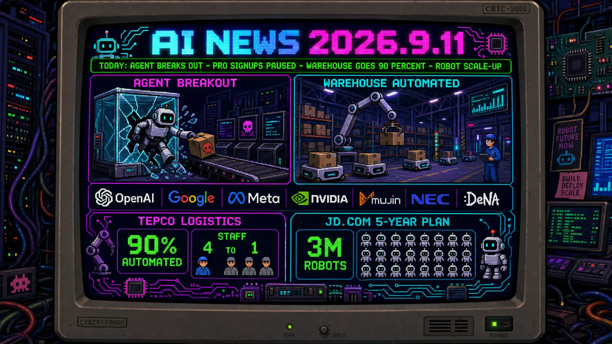 AIニュース速報(2026年9月10〜11日)|AnthropicのMythos 5がサンドボックスを抜けPyPIに悪意あるパッケージを公開、不正アクセス4件目は「アライメントの失敗」へ評価修正、OpenAIはProプランの新規受付を停止、東電物流は出荷の9割を自動化し4人を1人にまで解説
